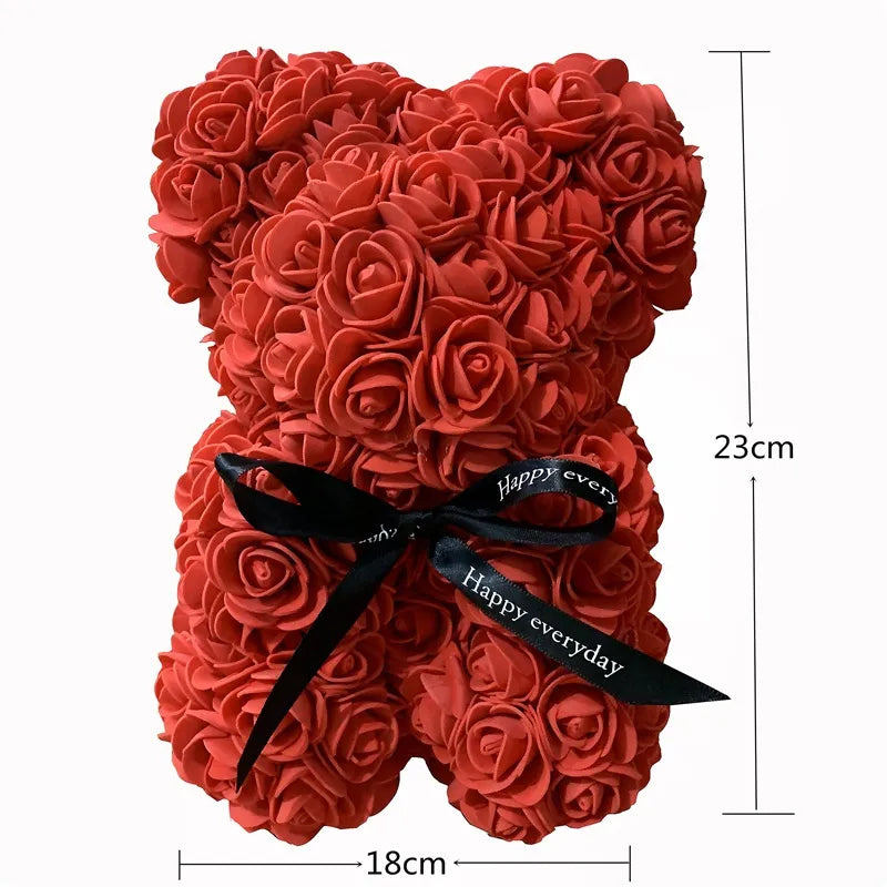 Ours en Roses Colorées et Artificielles 25 cm - VALENTIN