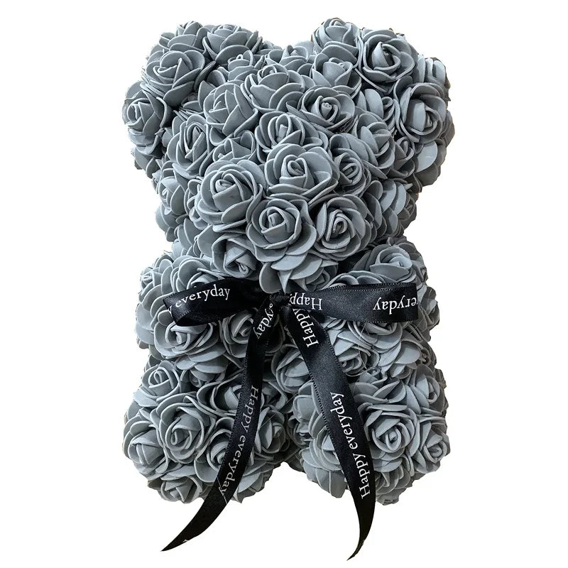 Ours en Roses Colorées et Artificielles 25 cm - VALENTIN