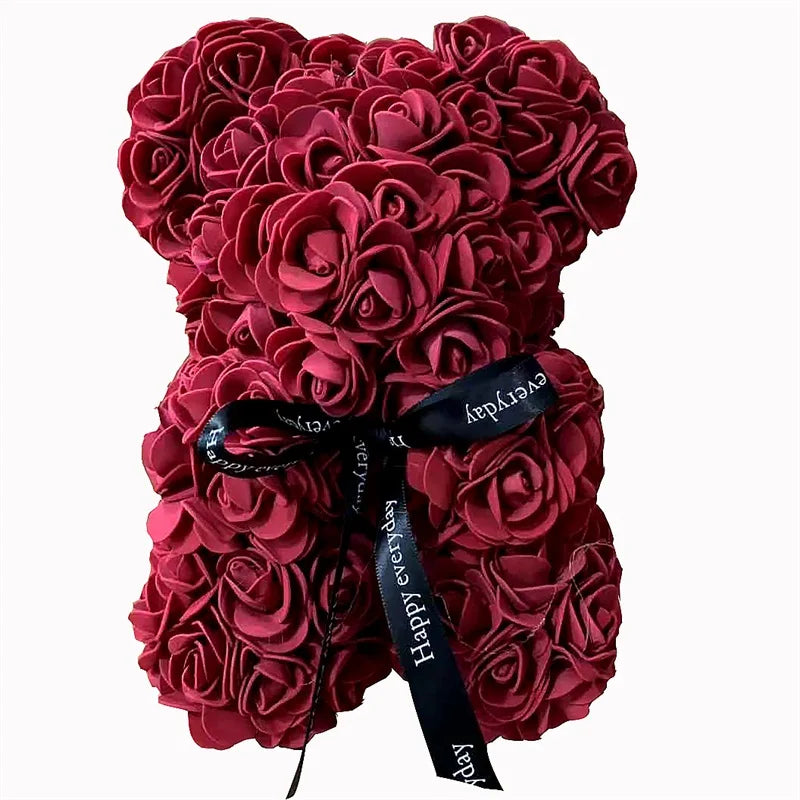 Ours en Roses Colorées et Artificielles 25 cm - VALENTIN