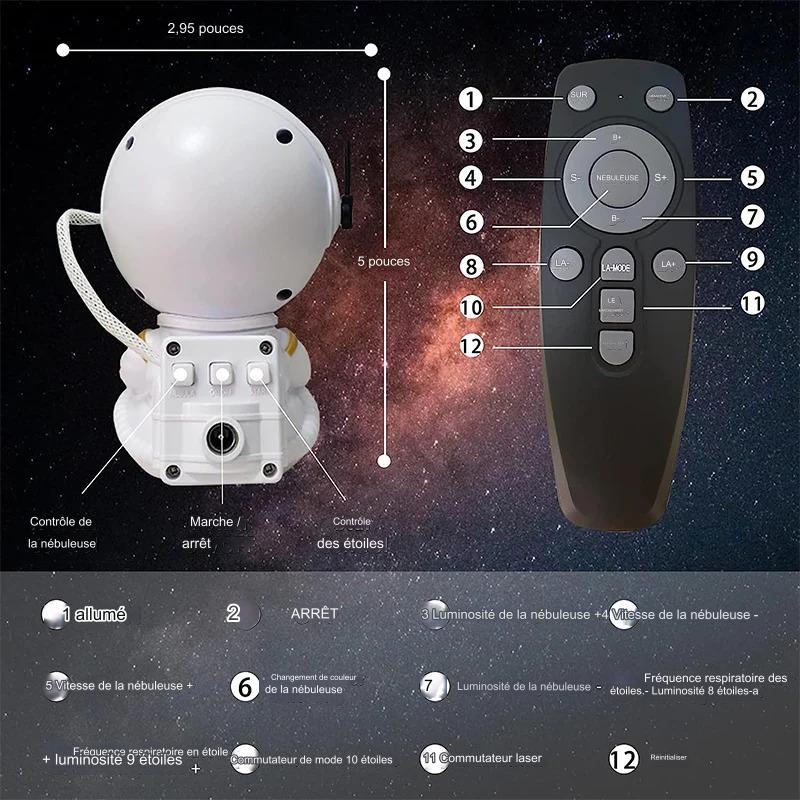 Veilleuse Projecteur Astronaute Galaxie LED - Lumière d'ambiance Ciel Étoilé pour Chambre à coucher et Décoration