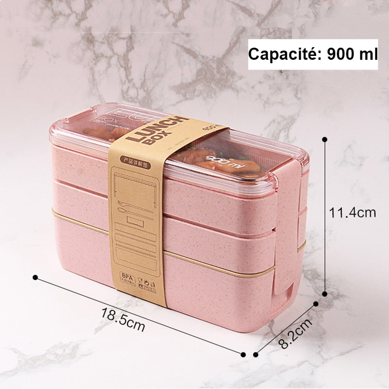 Boîte à repas, Lunch box de 900ml avec 3 couches amovibles