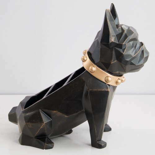 Boîte de rangement outils bureau Décoration intérieure Figurine en résine chien