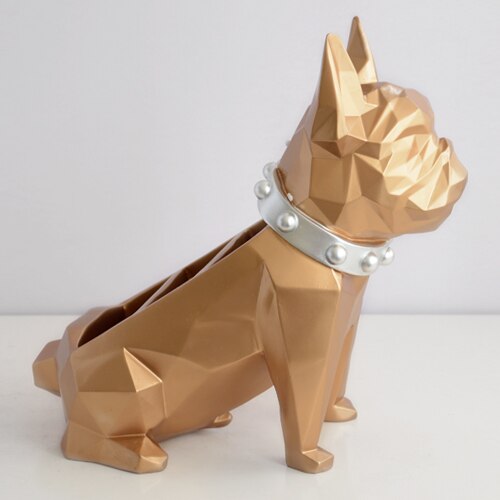 Boîte de rangement outils bureau Décoration intérieure Figurine en résine chien