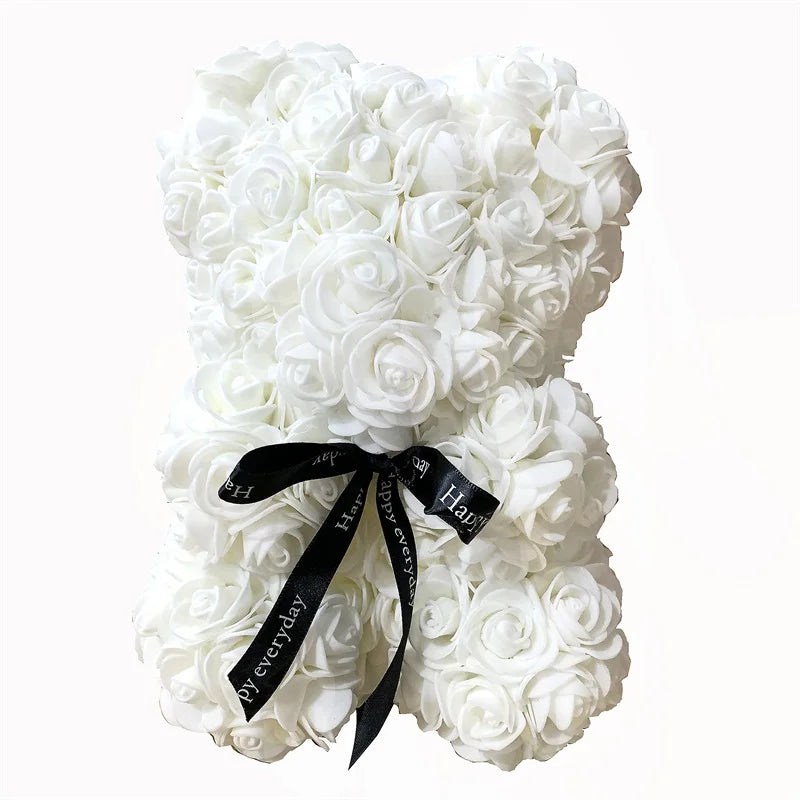 Ours en Roses Colorées et Artificielles 25 cm - VALENTIN