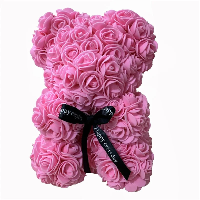 Ours en Roses Colorées et Artificielles 25 cm - VALENTIN