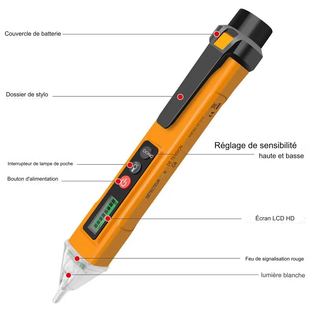 Détecteur de tension CA sans contact - 12V à 1000V