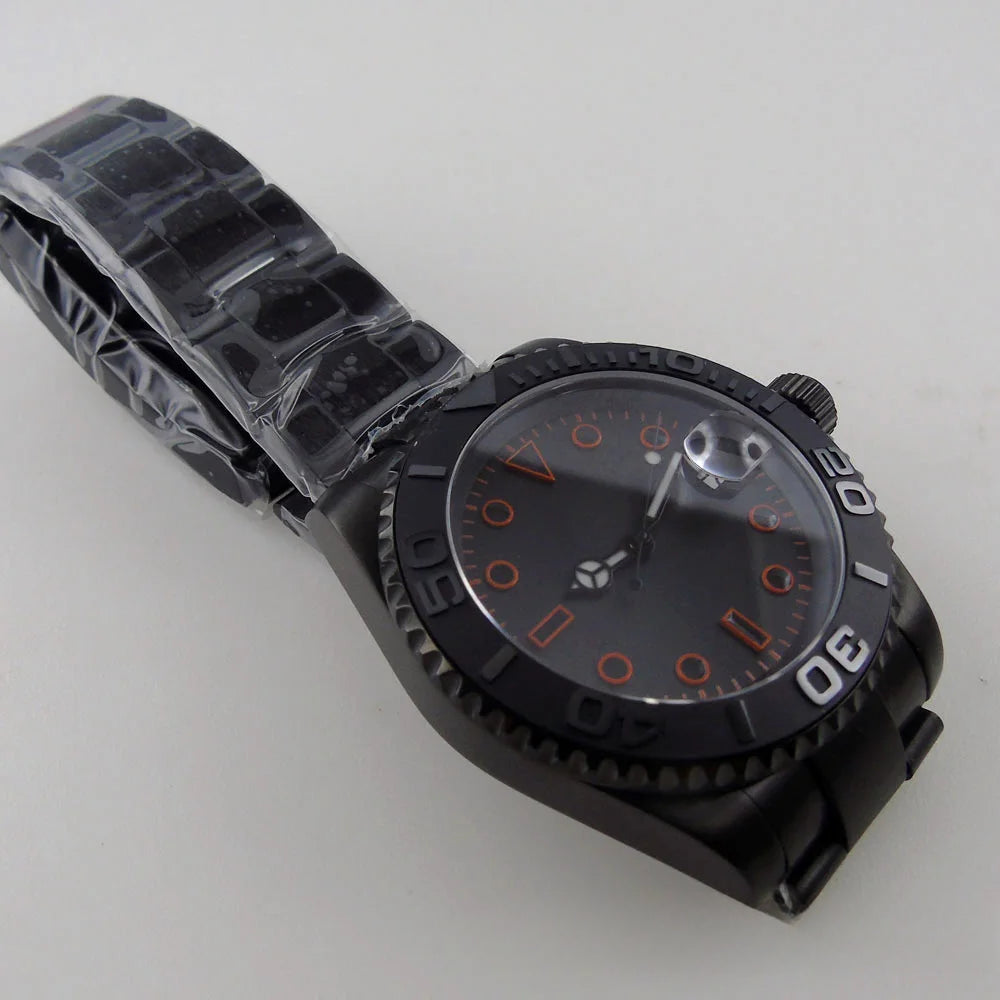 Montre Homme Automatique Sport 40mm - PVD Noir - MIYOTA 8215 - Cadran Orange