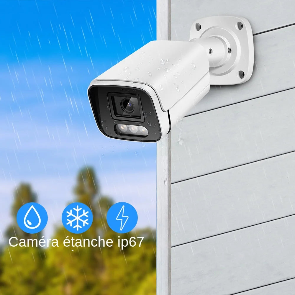 Caméra de Sécurité Extérieure 8MP 4K IP POE H.265 Onvif Bullet Métallique CCTV Surveillance Domestique