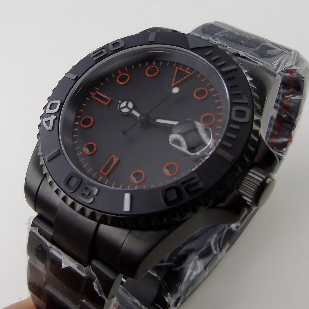 Montre Homme Automatique Sport 40mm - PVD Noir - MIYOTA 8215 - Cadran Orange